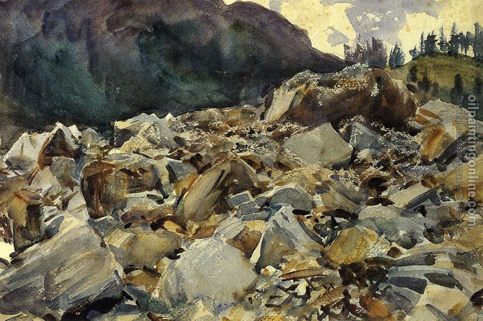 Sargent, John Singer - Purtud, Alpine Scene and Boulders